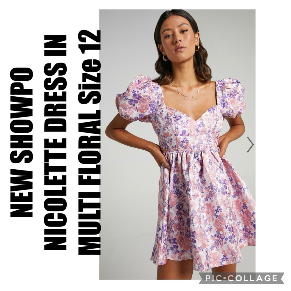 Showpo Floral Mini Dress in Purple and Pink